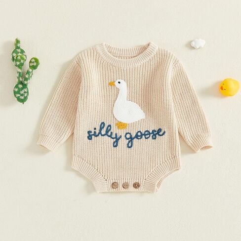 Baby Girl Boy Sweater Romper Silly Goose Knit Onesie Fall Winter 0-18M in Saudi Arabia