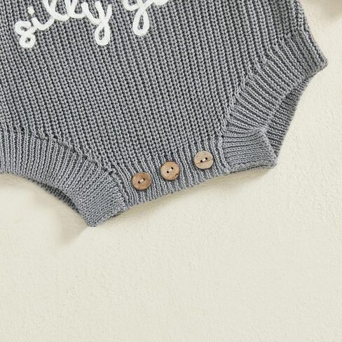 Newborn Baby Girl Boy Sweater Romper Silly Goose Embroidery Knit Long Sleeve Onesie Bodysuit Fall Winter Clothes in Saudi Arabia