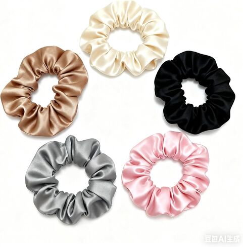 Hair Ties for Women and Girls, Soft Scrunchies, Thick and Thin Hair Compatible, 5 Piece Set in Saudi Arabia