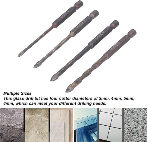 4PCS Masonry Drill Bit 3mm 4mm 5mm 6mm Concrete Drilling Bit Set for Tile Slate Glass Plastic in Saudi Arabia