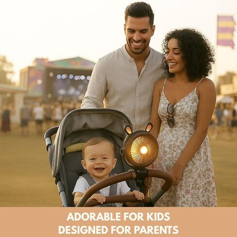 Stroller Fan for Baby with LED Light – Portable Clip-On Fan with Flexible Tripod Legs, USB Rechargeable, 3 Speeds, 120 Minutes Battery Life, Quiet Cooling for Travel, Nursery & Car Seat in Saudi Arabia