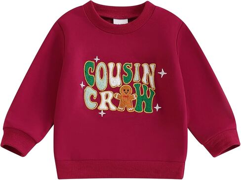 Cousin Crew Shirts Toddler Boys Girls Christmas Sweatshirt Gingerbread Man Print Long Sleeve Crew Neck Pullovers in Saudi Arabia