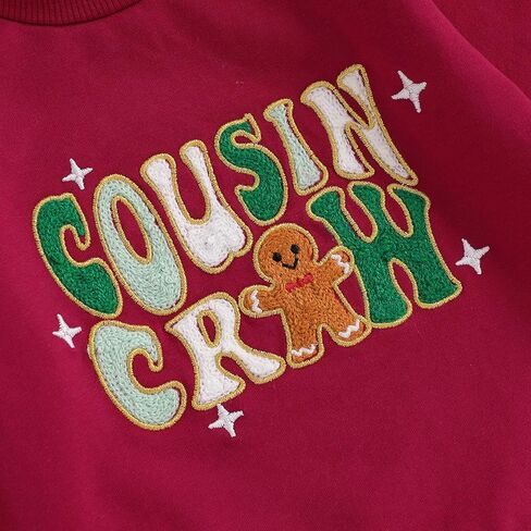 Cousin Crew Shirts Toddler Boys Girls Christmas Sweatshirt Gingerbread Man Print Long Sleeve Crew Neck Pullovers in Saudi Arabia