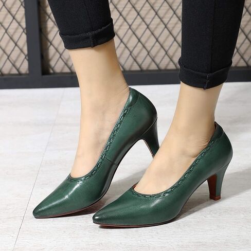 Mona flying Women's Leather Pointed Toe Dress Pumps Comfort High Heels Office Work Shoes for Ladies in Saudi Arabia