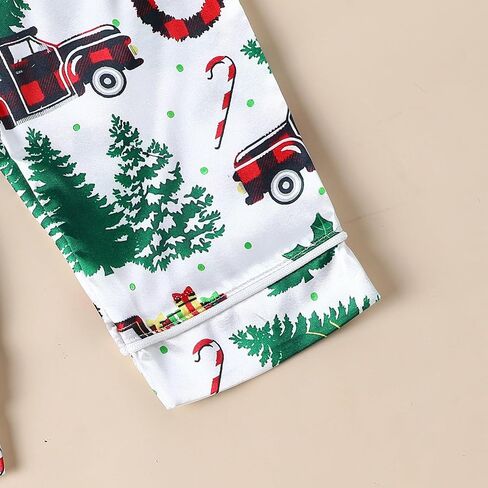 fyclemt Toddler Baby Boys Girls Silk Pajamas Set Christmas Tree Santa Button Down Shirts Pants Pjs Satin nightgown Sleepwear in Kuwait