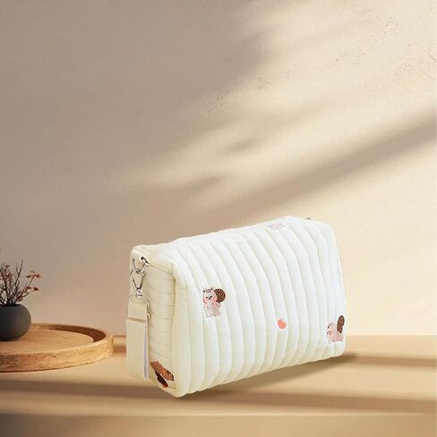 Small Hanging Organizer Pouch for Stroller or Wall Multi-Purpose Storage Bag with Embroidered Detail for Wife Mom Beige in Saudi Arabia