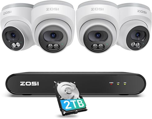 ZOSI C220 8CH 4MP QHD 2.5K PoE Home Security Camera System, 8CH 5MP 3K NVR with 2TB HDD for 24/7 Record, 4 x 4MP(1440p) Dome IP Cameras Outdoor Indoor,Smart AI Human Detection,Two-Way Audio (Renewed) in Saudi Arabia
