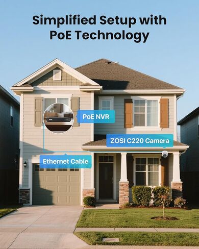 ZOSI C220 8CH 4MP QHD 2.5K PoE Home Security Camera System, 8CH 5MP 3K NVR with 2TB HDD for 24/7 Record, 4 x 4MP(1440p) Dome IP Cameras Outdoor Indoor,Smart AI Human Detection,Two-Way Audio (Renewed) in Saudi Arabia