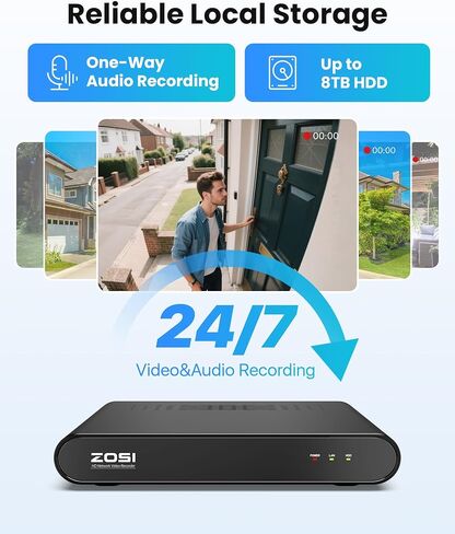 ZOSI C220 8CH 4MP QHD 2.5K PoE Home Security Camera System, 8CH 5MP 3K NVR with 2TB HDD for 24/7 Record, 4 x 4MP(1440p) Dome IP Cameras Outdoor Indoor,Smart AI Human Detection,Two-Way Audio (Renewed) in Saudi Arabia