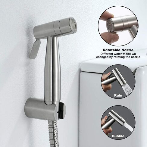 Sprayer Kit Hand Held ShowerTap Spray - Function Spray Gun Set Stainless Steel Brushed Faucet Toilet Flusher Wall Mounted in Kuwait
