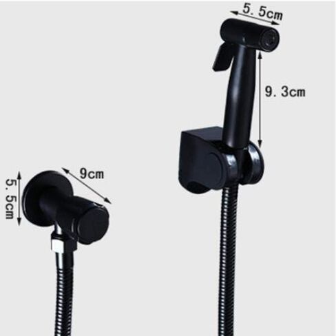 طقم رذاذ المرحاض المحمول 304 من الفولاذ المقاوم للصدأ - مسدس رش لتنظيف المرحاض باللون الأسود، غسالة، مؤخرة، فوهة تنظيف، مرحاض، مرحاض، مثبت على الحائط بالضغط in Kuwait