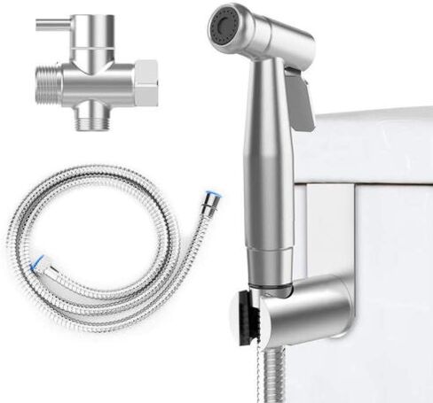 مجموعة أدوات رش المرحاض المحمولة - فوهة معززة من الفولاذ المقاوم للصدأ، مجموعة مسدس رش المرحاض المحمول مثبتة على الحائط in Kuwait