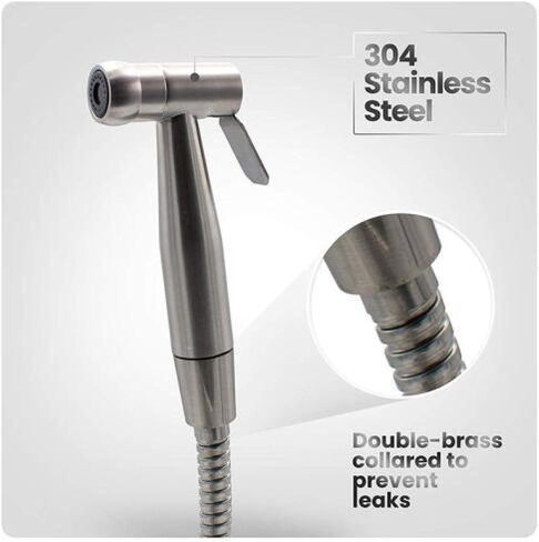 مجموعة أدوات رش المرحاض المحمولة - فوهة معززة من الفولاذ المقاوم للصدأ، مجموعة مسدس رش المرحاض المحمول مثبتة على الحائط in Kuwait