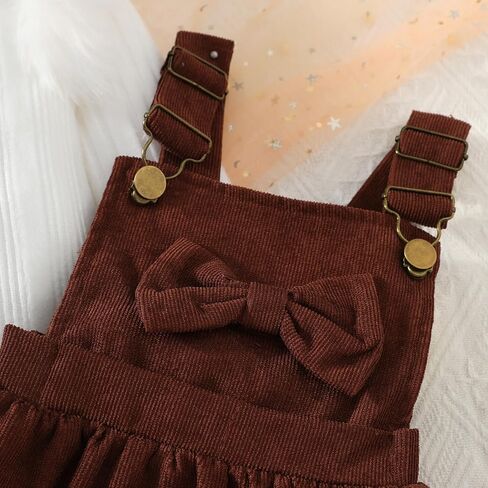 Little Princess Girls Corduroy Overall Dress with Bow and White Long Sleeve T-Shirt Set Toddler Holiday Party Outfit in Saudi Arabia