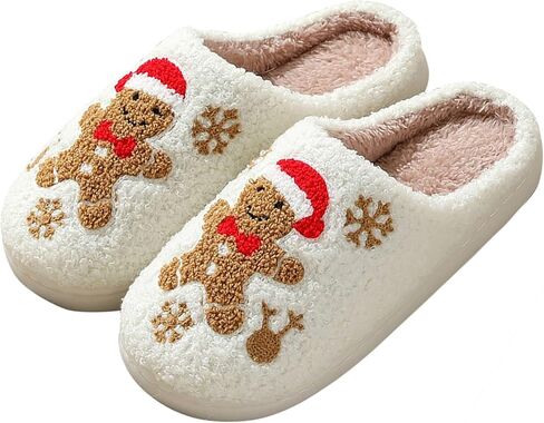 Christmas Green Slippers for Women Men Halloween Spooky Fuzzy Fluffy House Slippers Warm Cozy Indoor Outdoor Shoes in Saudi Arabia