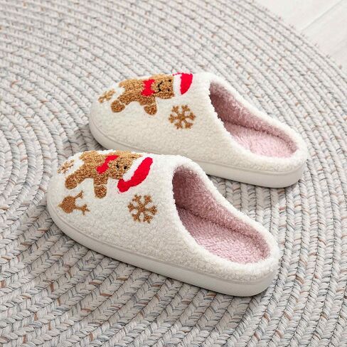 Christmas Green Slippers for Women Men Halloween Spooky Fuzzy Fluffy House Slippers Warm Cozy Indoor Outdoor Shoes in Saudi Arabia