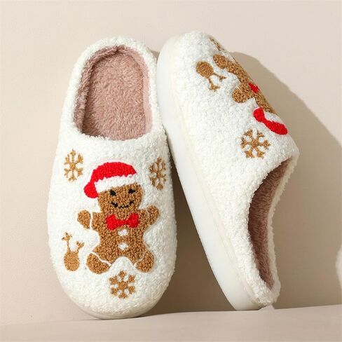 Christmas Green Slippers for Women Men Halloween Spooky Fuzzy Fluffy House Slippers Warm Cozy Indoor Outdoor Shoes in Saudi Arabia