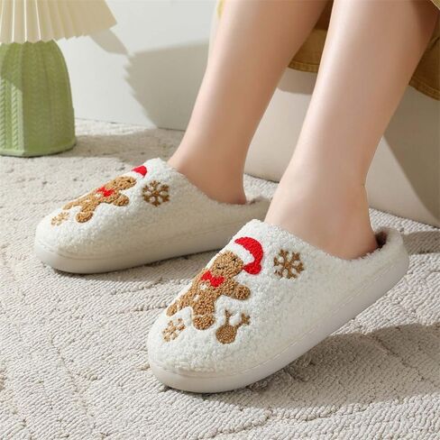 Christmas Green Slippers for Women Men Halloween Spooky Fuzzy Fluffy House Slippers Warm Cozy Indoor Outdoor Shoes in Saudi Arabia