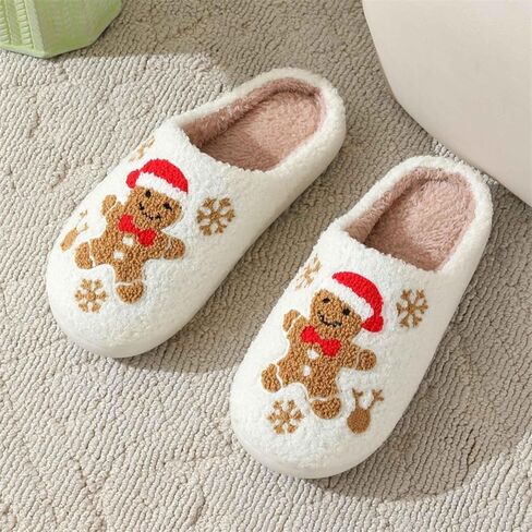 Christmas Green Slippers for Women Men Halloween Spooky Fuzzy Fluffy House Slippers Warm Cozy Indoor Outdoor Shoes in Saudi Arabia
