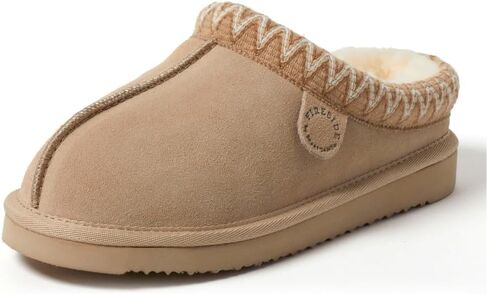 شبشب نسائي من Fireside من Dearfoams Greta Original Shearling Clog، قباقيب من الجلد السويدي الطبيعي بنسبة 100% للاستخدام الخارجي والداخلي in Kuwait