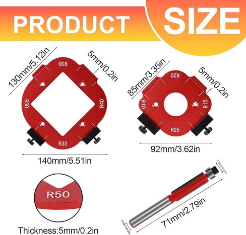 Router Template and Jig for Woodworking, Aluminum Alloy Corner Radius Guide Set R10/R15/R20/R25/R30/R35/R40/R50 for Precision Routing Furniture Edges & DIY Projects in Saudi Arabia
