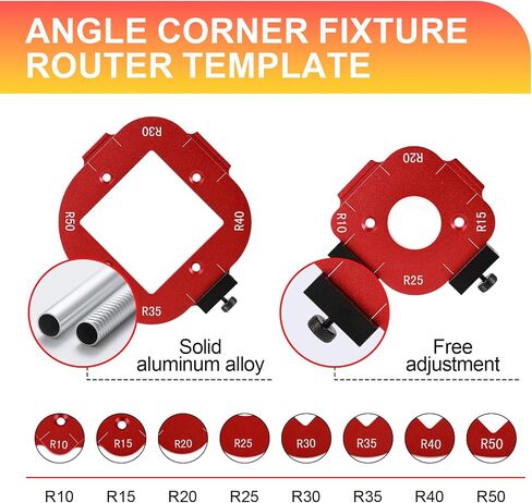 Router Template and Jig for Woodworking, Aluminum Alloy Corner Radius Guide Set R10/R15/R20/R25/R30/R35/R40/R50 for Precision Routing Furniture Edges & DIY Projects in Saudi Arabia