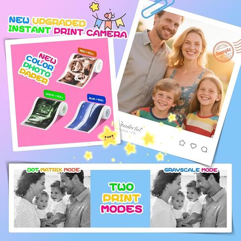 Instant Print Camera for Kids, Christmas Birthday Gifts for Girls Boys Age 3-15, 1080P Selfie Portable Digital Video Camera with 32GB SD Card, 3-Colored Print Paper- White in Saudi Arabia