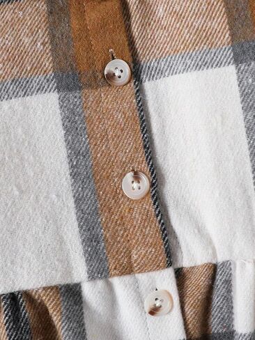 Toddler & Kids' Long Sleeve Stand Collar Jacket - Solid Base with Plaid Print for Outings in Saudi Arabia