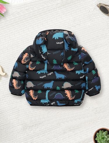Happy Cherry Infant Baby Cute Cartoon Prints Winter Jacket Bear Ear Hood Warm Puffer Coat 6M-4T in Saudi Arabia