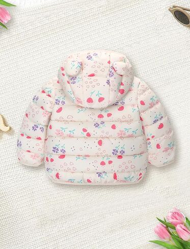 Happy Cherry Infant Baby Cute Cartoon Prints Winter Jacket Bear Ear Hood Warm Puffer Coat 6M-4T in Saudi Arabia