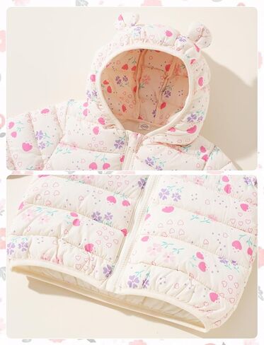 Happy Cherry Infant Baby Cute Cartoon Prints Winter Jacket Bear Ear Hood Warm Puffer Coat 6M-4T in Saudi Arabia
