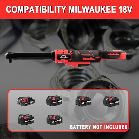 مفتاح ربط سقاطة كهربائي لاسلكي ممتد متوافق مع بطارية ميلووكي M18 محرك 3/8 بوصة 500 دورة في الدقيقة 65 قدمًا رطلًا مجموعة أدوات السقاطة الكهربائية مع محول مقبس 1/4 بوصة، ومقبس 7 قطع وامتداد 3 بوصات in Kuwait