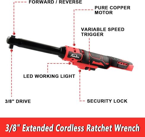 مفتاح ربط سقاطة كهربائي لاسلكي ممتد متوافق مع بطارية ميلووكي M18 محرك 3/8 بوصة 500 دورة في الدقيقة 65 قدمًا رطلًا مجموعة أدوات السقاطة الكهربائية مع محول مقبس 1/4 بوصة، ومقبس 7 قطع وامتداد 3 بوصات in Kuwait