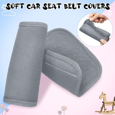 Riakrum 6 Pieces Baby Car Seat Strap Covers Soft Belt Pads Cover for Kids Car Seat Straps Shoulder Pads Infant Stroller Strap Covers Safety Belt Cushion for Boy and Girl (Gray) in Saudi Arabia