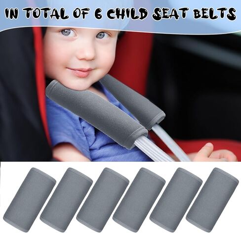 Riakrum 6 Pieces Baby Car Seat Strap Covers Soft Belt Pads Cover for Kids Car Seat Straps Shoulder Pads Infant Stroller Strap Covers Safety Belt Cushion for Boy and Girl (Gray) in Saudi Arabia
