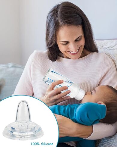 حلمة مضادة للانسكاب لزجاجة دكتور براون الضيقة وزجاجة بفوهة للشرب، حلمة ناعمة مصنوعة من السيليكون بنسبة 100% لزجاجة الأطفال بماصة، بعمر 6 أشهر فما فوق، عدد 5 in Saudi Arabia