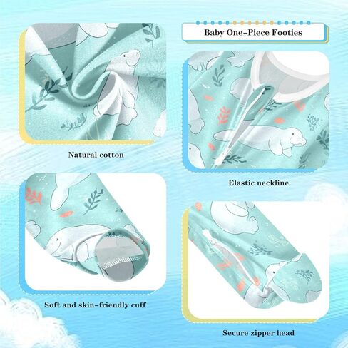 SHJI Baby One-Piece Footies Long Sleeve Rompers Pajamas Zip Front Pjs for Boys Girls kids in Saudi Arabia