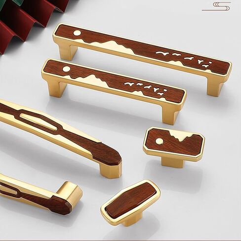 Chinese Style Furniture Handle Vintage Wood Grain Drawer Handle for Wardrobe, Drawer, Wine Cabinet, Cabinet Hardware Handle-14.2×2CM-Maroon(14.2x2CM) in Saudi Arabia