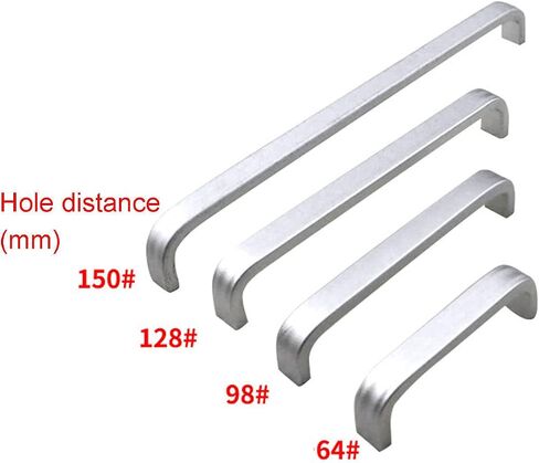2Individual Cabinet Door Handle Drawer Handle for Closet Door Furniture Handle Silver Aluminum Alloy-Hole distance128mm(Hole distance128mm) in Saudi Arabia