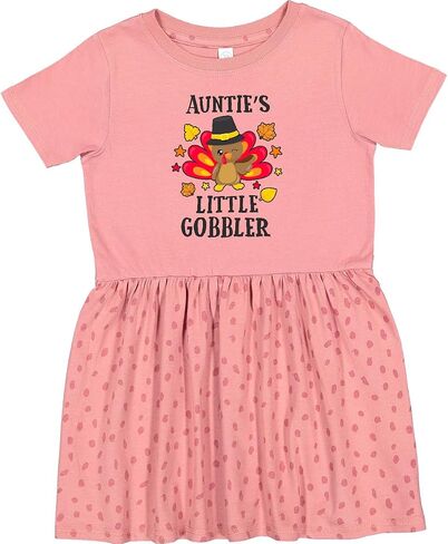 Inktastic Auntie's Little Gobbler مع فستان الديك الرومي وأوراق الشجر للأطفال الصغار in Saudi Arabia