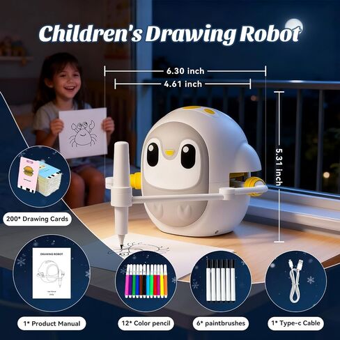 روبوت الرسم للأطفال، آلة رسم تعلم مونتيسوري مع 200 بطاقة، لعبة رسم تعليمية ذكية لعمر 3 4 5 6 7 8 سنوات هدية عيد ميلاد للأولاد والبنات in Kuwait