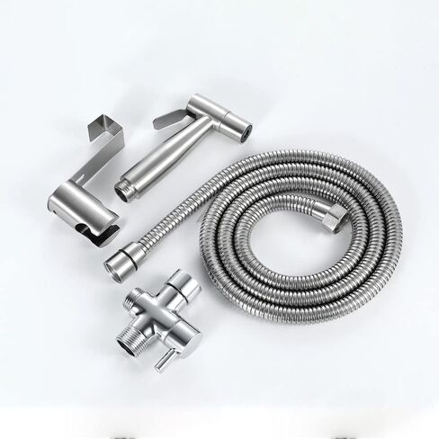 ToiletSpray Set Faucets,HandheldSprayer Set for Toilet, BathroomSprayer Kit ShowerTap Spray Kits, Brushed Stainless Steel Washer Toilet Cleaning Faucet Spray with Hose in Kuwait