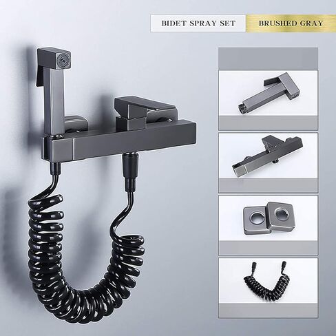 طقم بخاخ محمول باللون الرمادي المصقول للمرحاض، مجموعة بخاخ حفاضات قماشية للحمام مثبتة على الحائط من النحاس للمياه الساخنة والباردة، طقم بخاخ للنظافة الشخصية in Kuwait