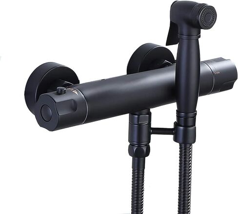 Sprayer Kit Black HandheldSprayer for Toilet, Thermostatic ToiletSprayer Kit Wall Mounted Brass Bathroom Cloth Diaper Sprayer Set for Personal Hygiene in Kuwait