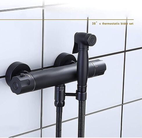Sprayer Kit Black HandheldSprayer for Toilet, Thermostatic ToiletSprayer Kit Wall Mounted Brass Bathroom Cloth Diaper Sprayer Set for Personal Hygiene in Kuwait
