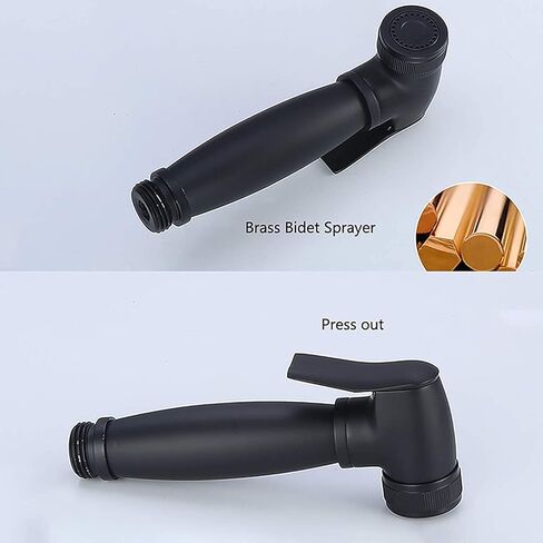 Sprayer Kit Black HandheldSprayer for Toilet, Thermostatic ToiletSprayer Kit Wall Mounted Brass Bathroom Cloth Diaper Sprayer Set for Personal Hygiene in Kuwait