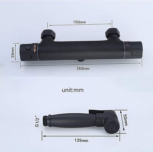 Sprayer Kit Black HandheldSprayer for Toilet, Thermostatic ToiletSprayer Kit Wall Mounted Brass Bathroom Cloth Diaper Sprayer Set for Personal Hygiene in Kuwait