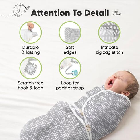 أكياس نوم أطفال عضوية مكونة من 3 قطع من KeaBabies - قماط لحديثي الولادة، والرضع من عمر 0 ​​إلى 3 أشهر، والفتيات الصغيرات، والأولاد، كيس نوم ناعم ومريح لحديثي الولادة، وبطانيات قماط الحضانة (شمالي) in Kuwait