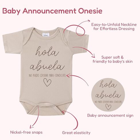 Hola Abuela & Abuelitos Baby Onesie,Spanish Pregnancy Announcement Outfit for Grandma to Be,Baby Announce in Saudi Arabia