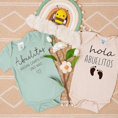 Hola Abuela & Abuelitos Baby Onesie,Spanish Pregnancy Announcement Outfit for Grandma to Be,Baby Announce in Saudi Arabia